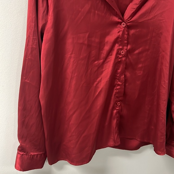 Red Satin Blouse from Shein - Picture 2 of 5